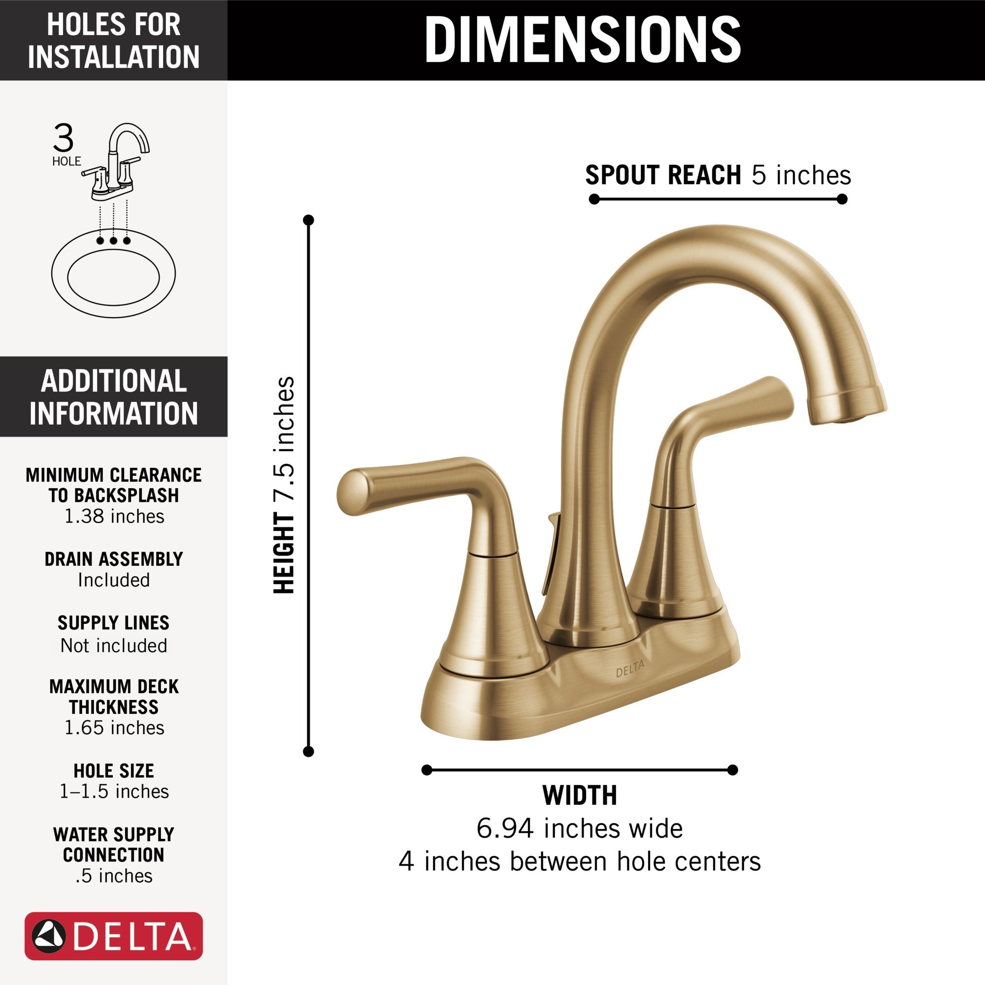 Delta Kayra® Two Handle Tract-Pack Centerset Bathroom Faucet