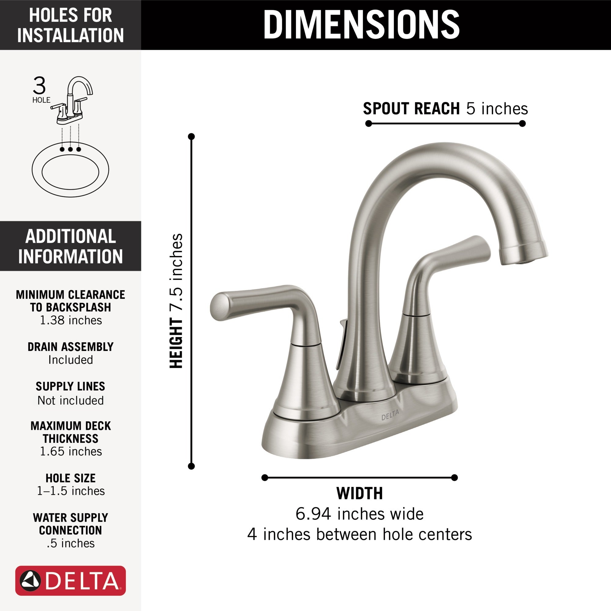 Delta Kayra® Two Handle Tract-Pack Centerset Bathroom Faucet
