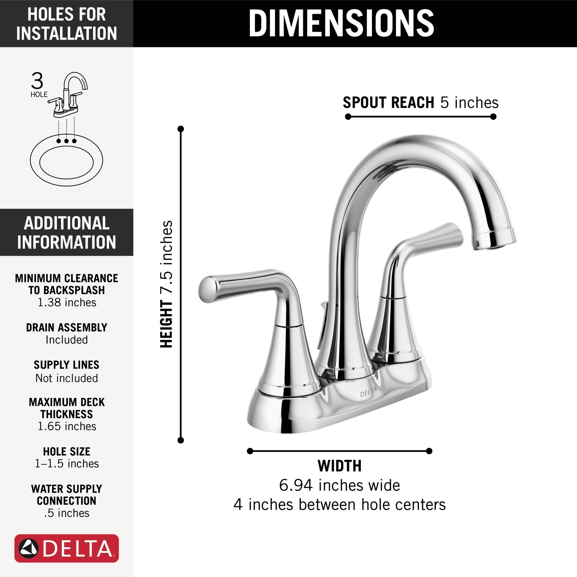 Delta Kayra® Two Handle Tract-Pack Centerset Bathroom Faucet