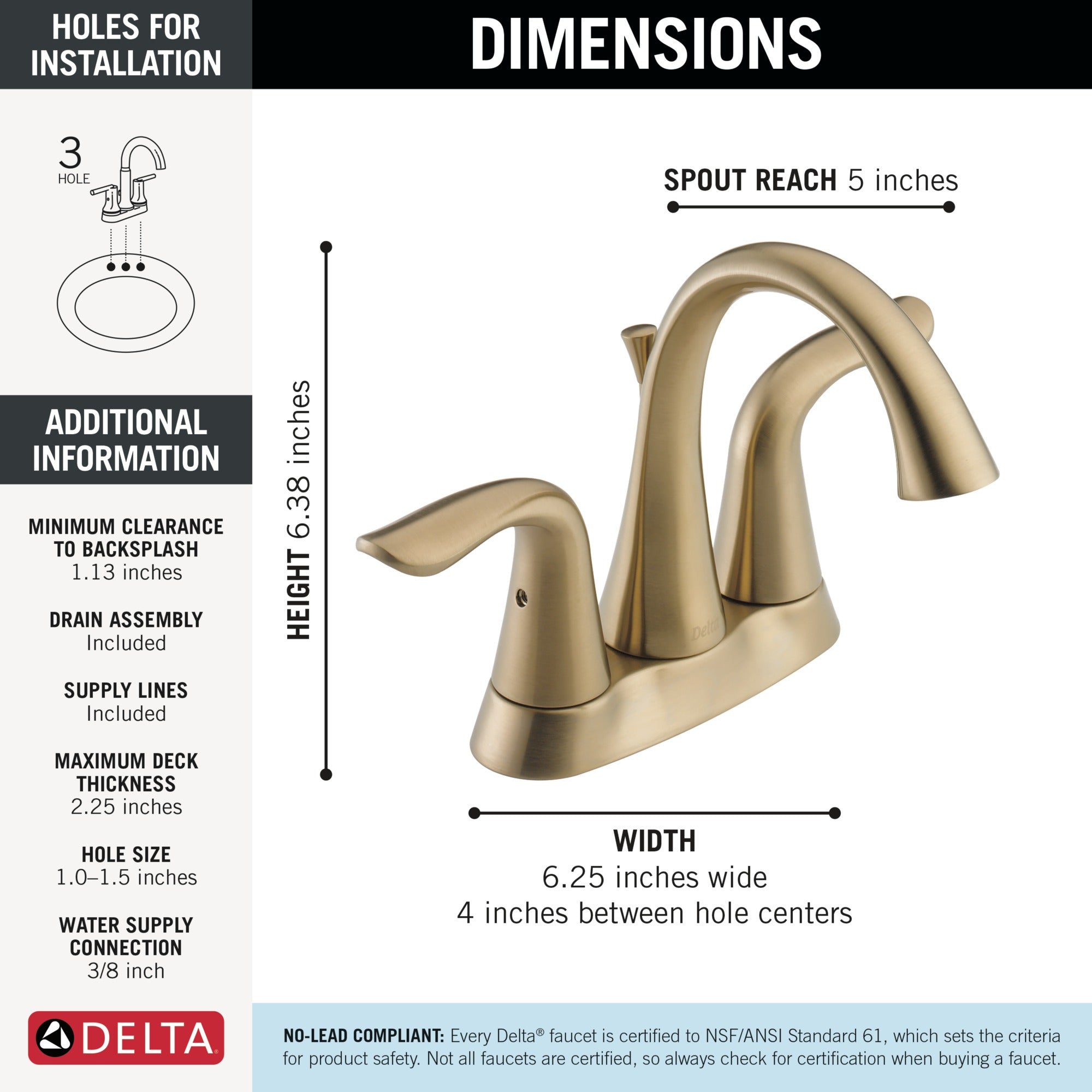 Delta Lahara® Two Handle Centerset Bathroom Faucet