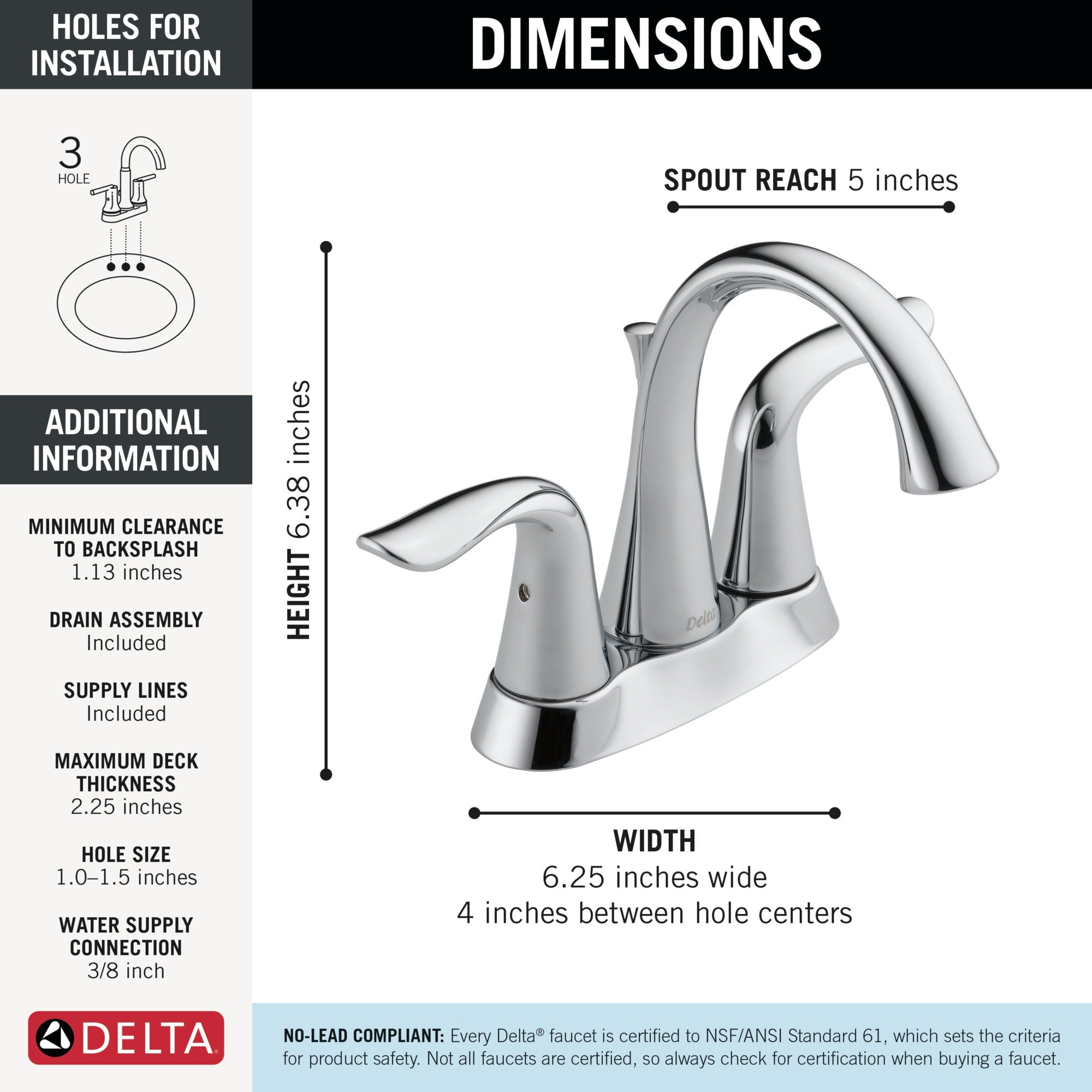 Delta Lahara® Two Handle Centerset Bathroom Faucet