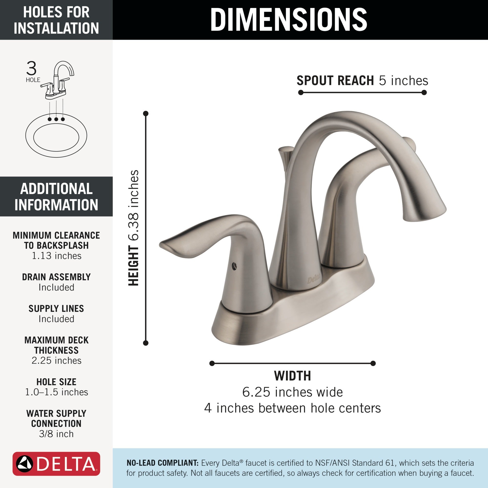 Delta Lahara® Two Handle Centerset Bathroom Faucet