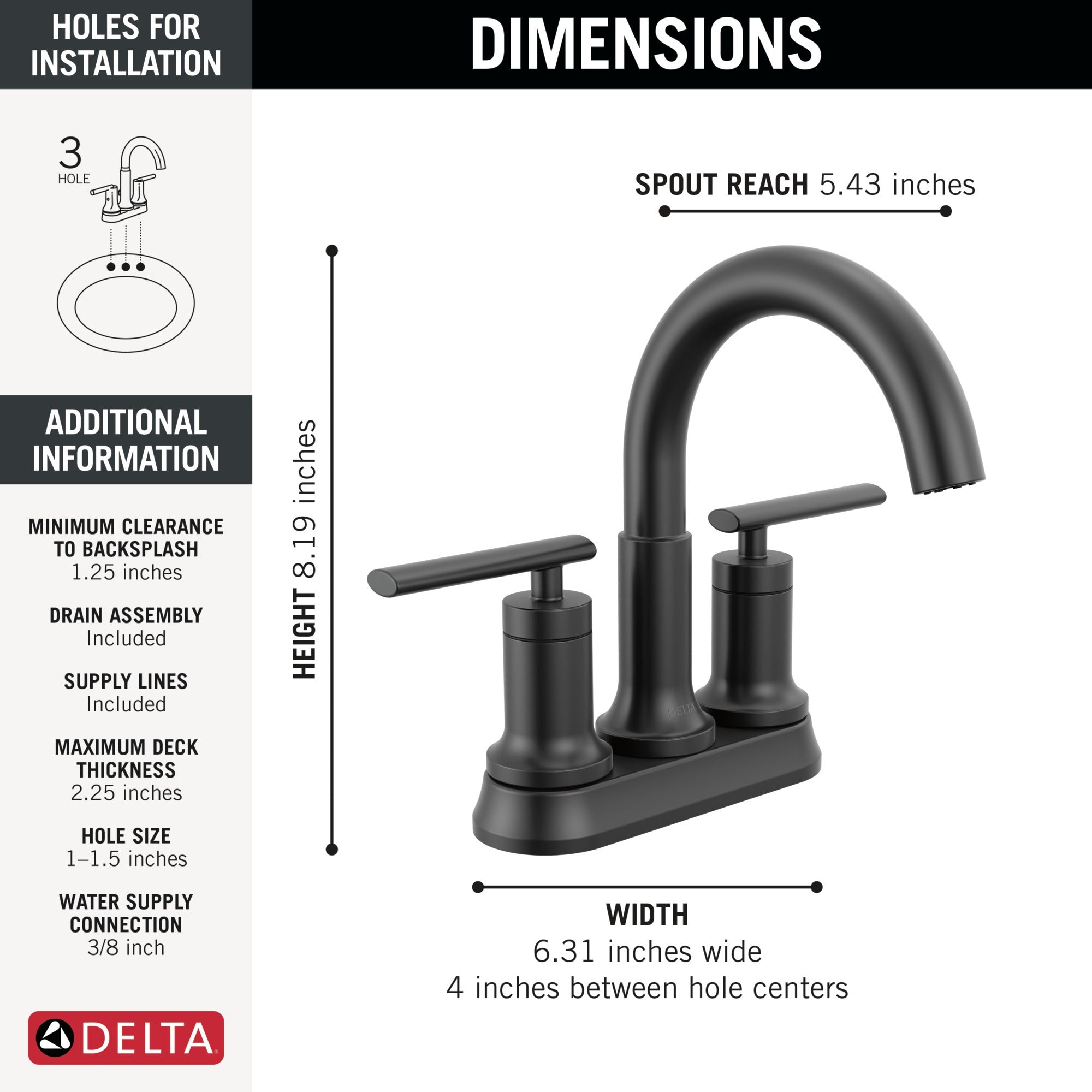 Delta Altado™ Two Handle Tract-Pack Centerset Bathroom Faucet