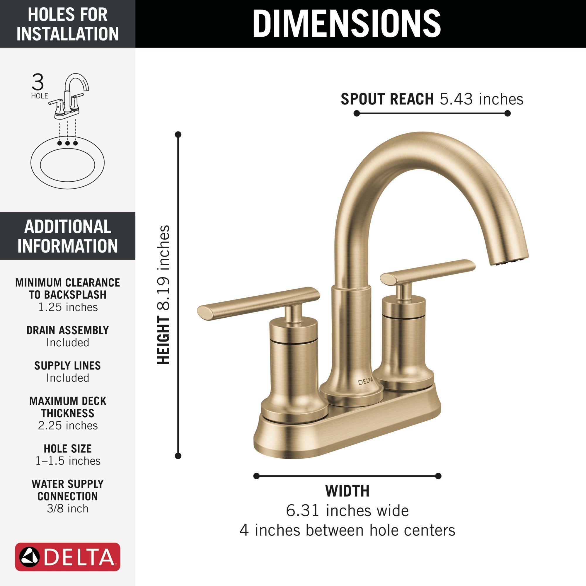 Delta Altado™ Two Handle Tract-Pack Centerset Bathroom Faucet