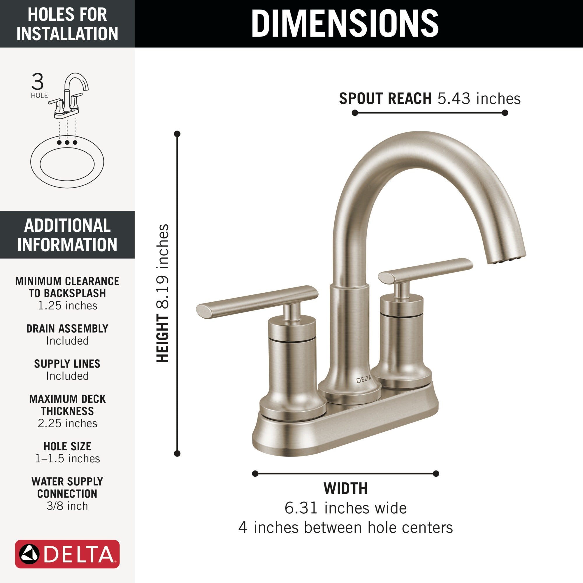 Delta Altado™ Two Handle Tract-Pack Centerset Bathroom Faucet
