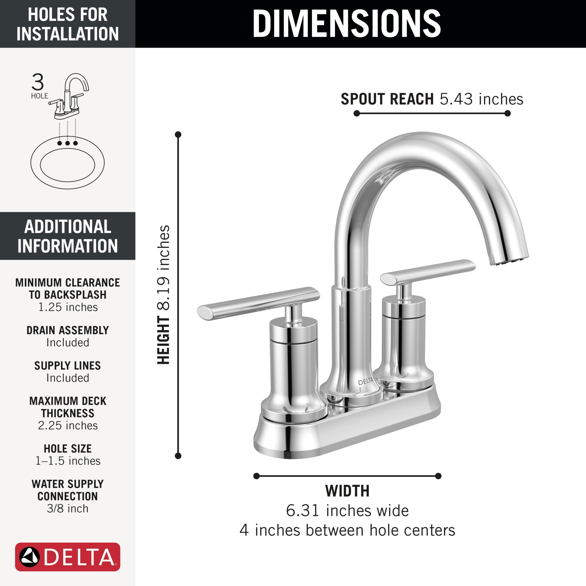 Delta Altado™ Two Handle Tract-Pack Centerset Bathroom Faucet
