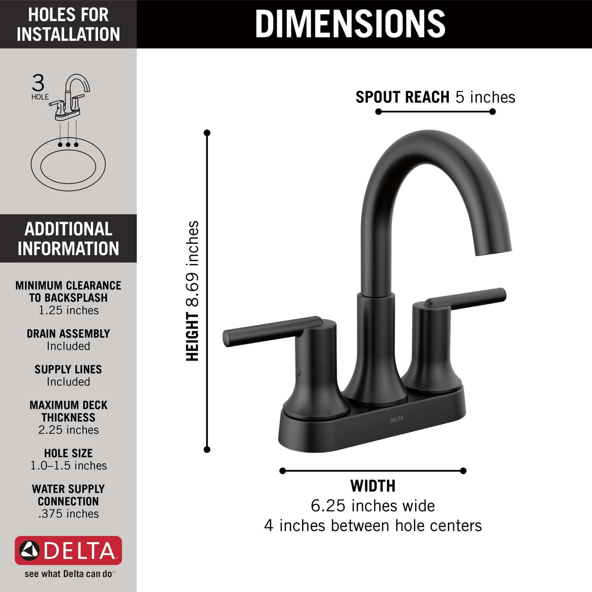 Delta Trinsic® Two Handle Centerset Bathroom Faucet