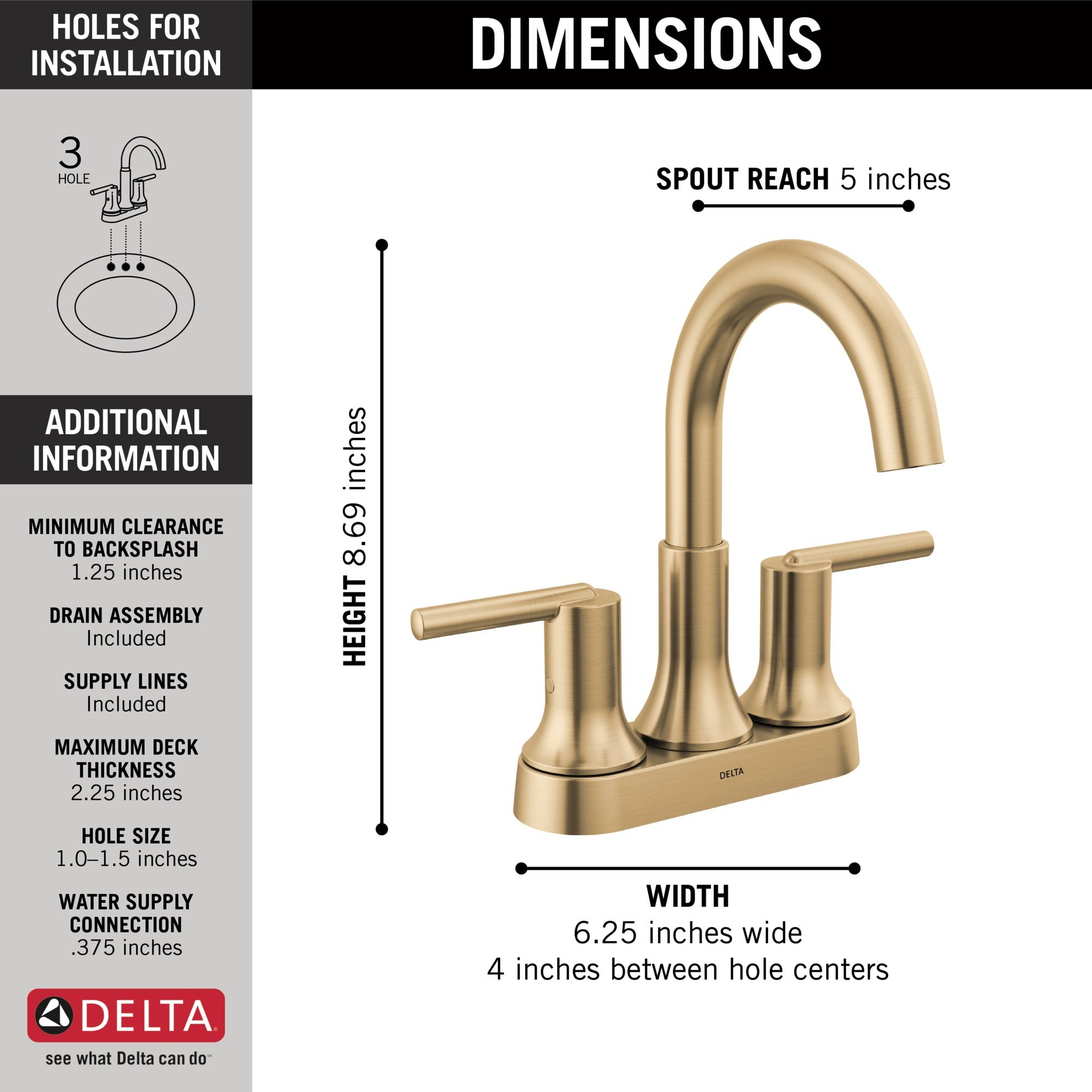Delta Trinsic® Two Handle Centerset Bathroom Faucet