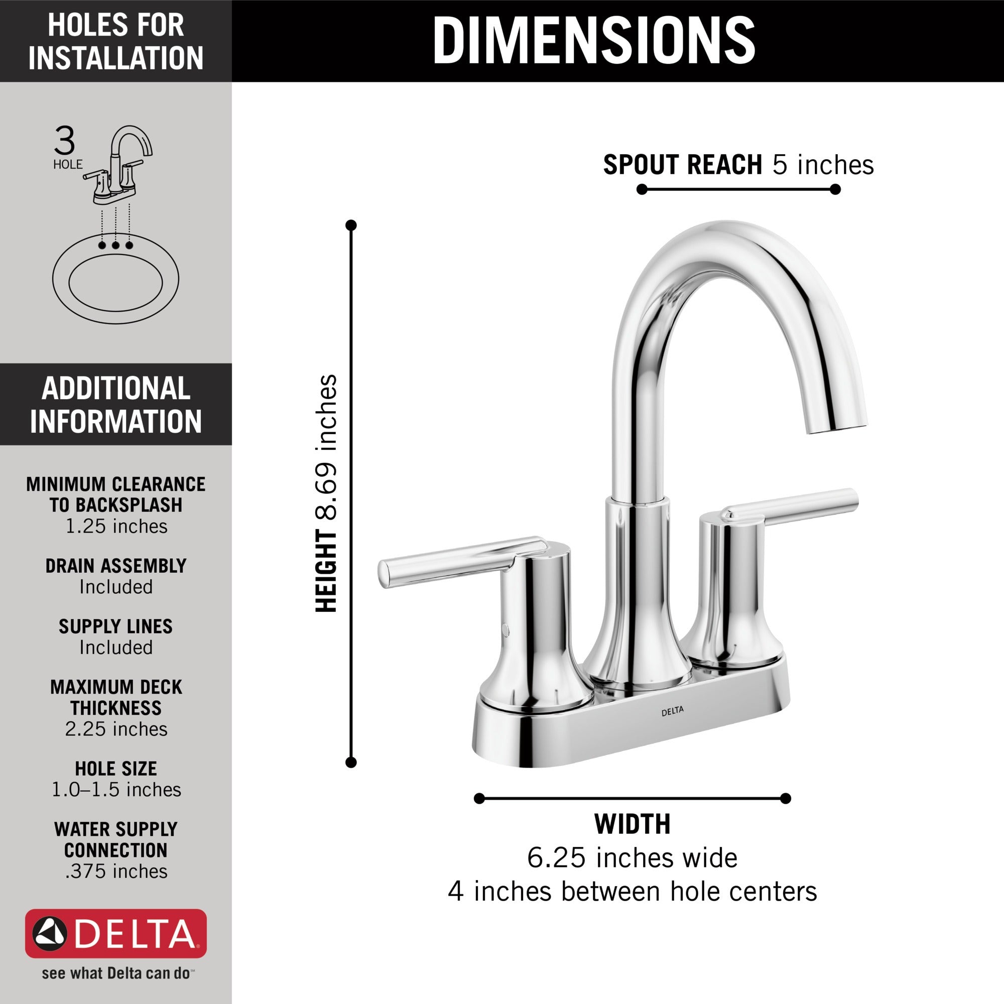 Delta Trinsic® Two Handle Centerset Bathroom Faucet