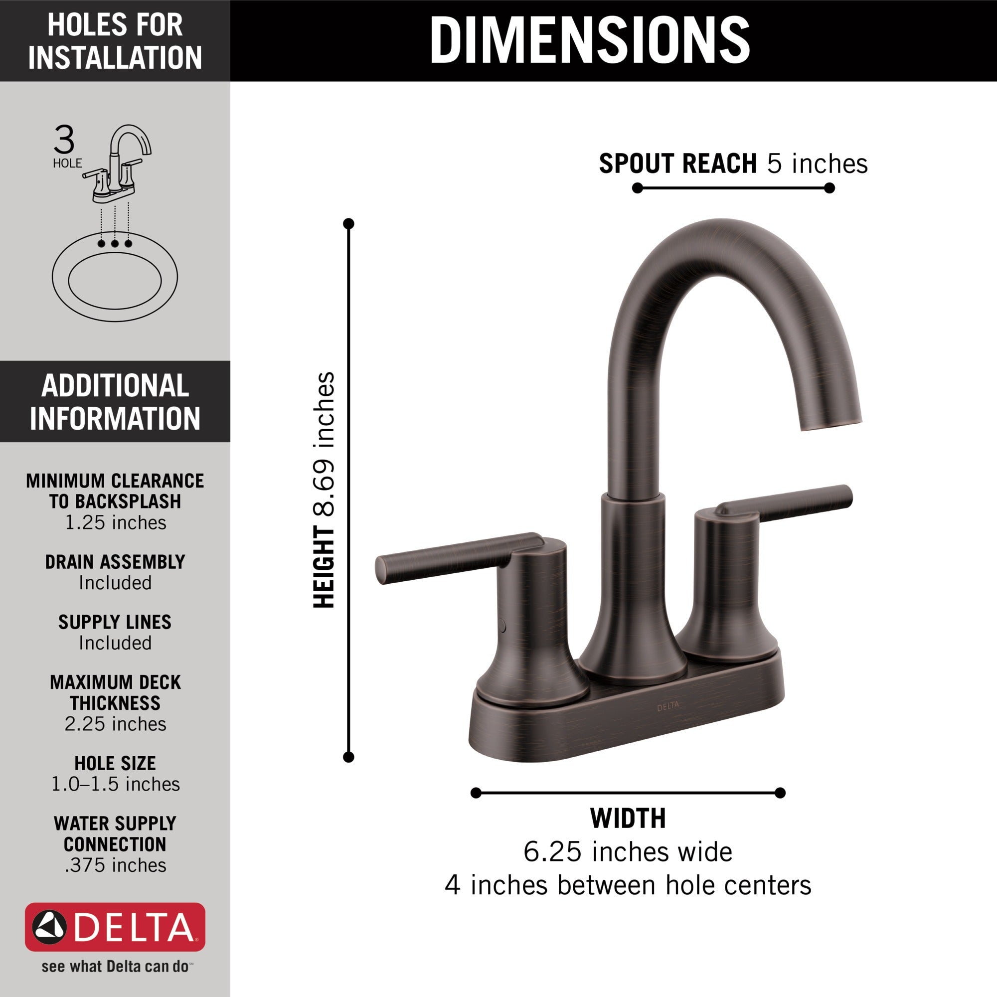 Delta Trinsic® Two Handle Centerset Bathroom Faucet