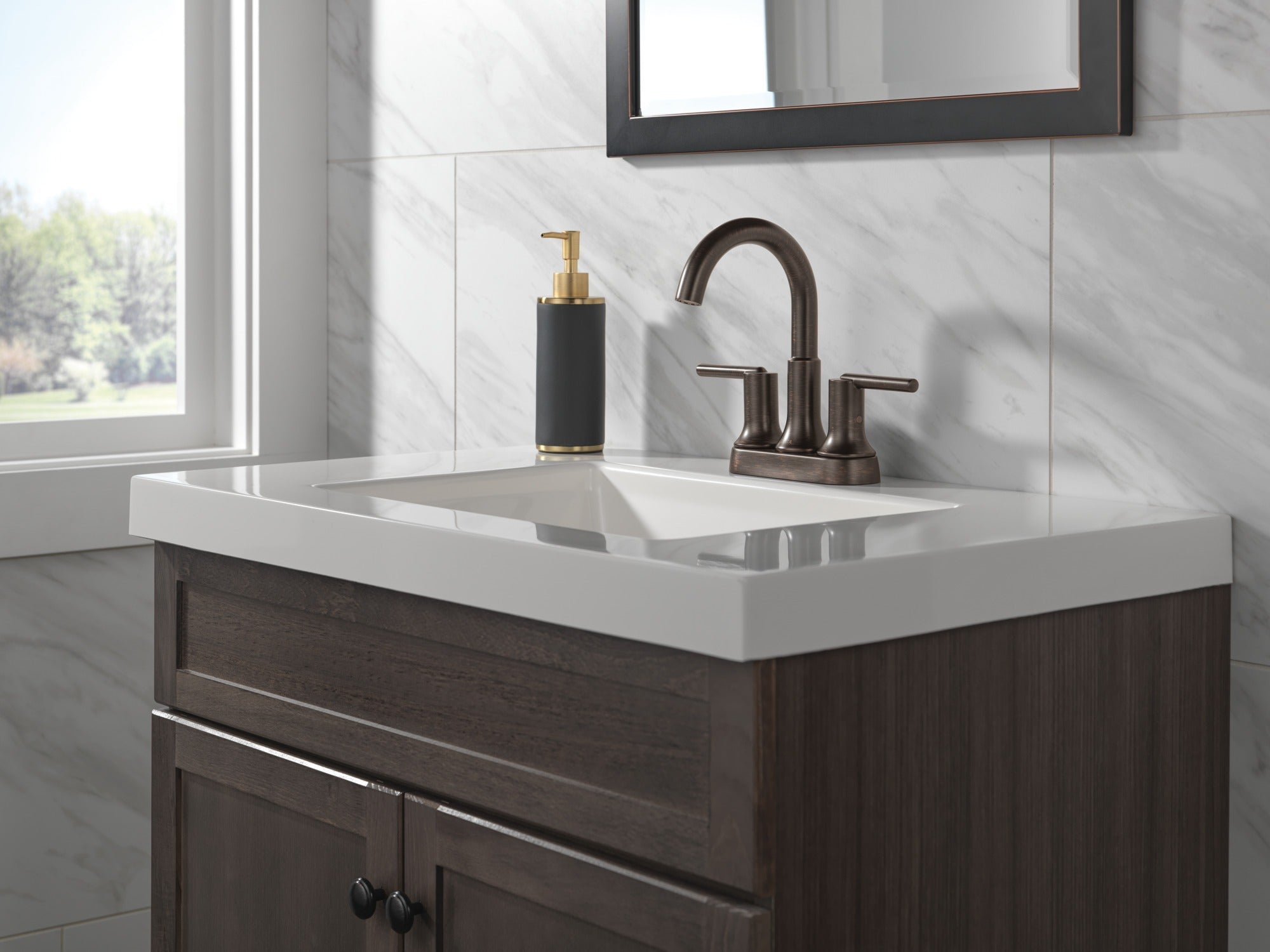 Delta Trinsic® Two Handle Centerset Bathroom Faucet
