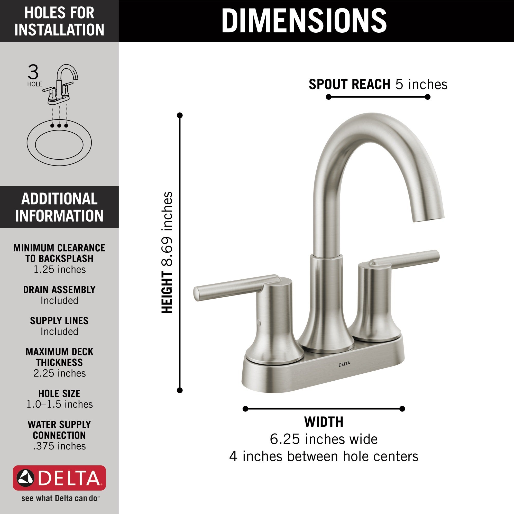 Delta Trinsic® Two Handle Centerset Bathroom Faucet