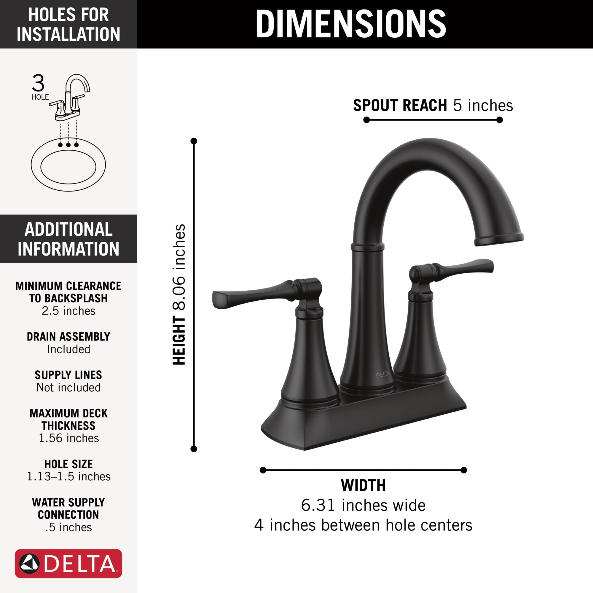 Delta Archdale™ Two Handle Centerset Bathroom Faucet