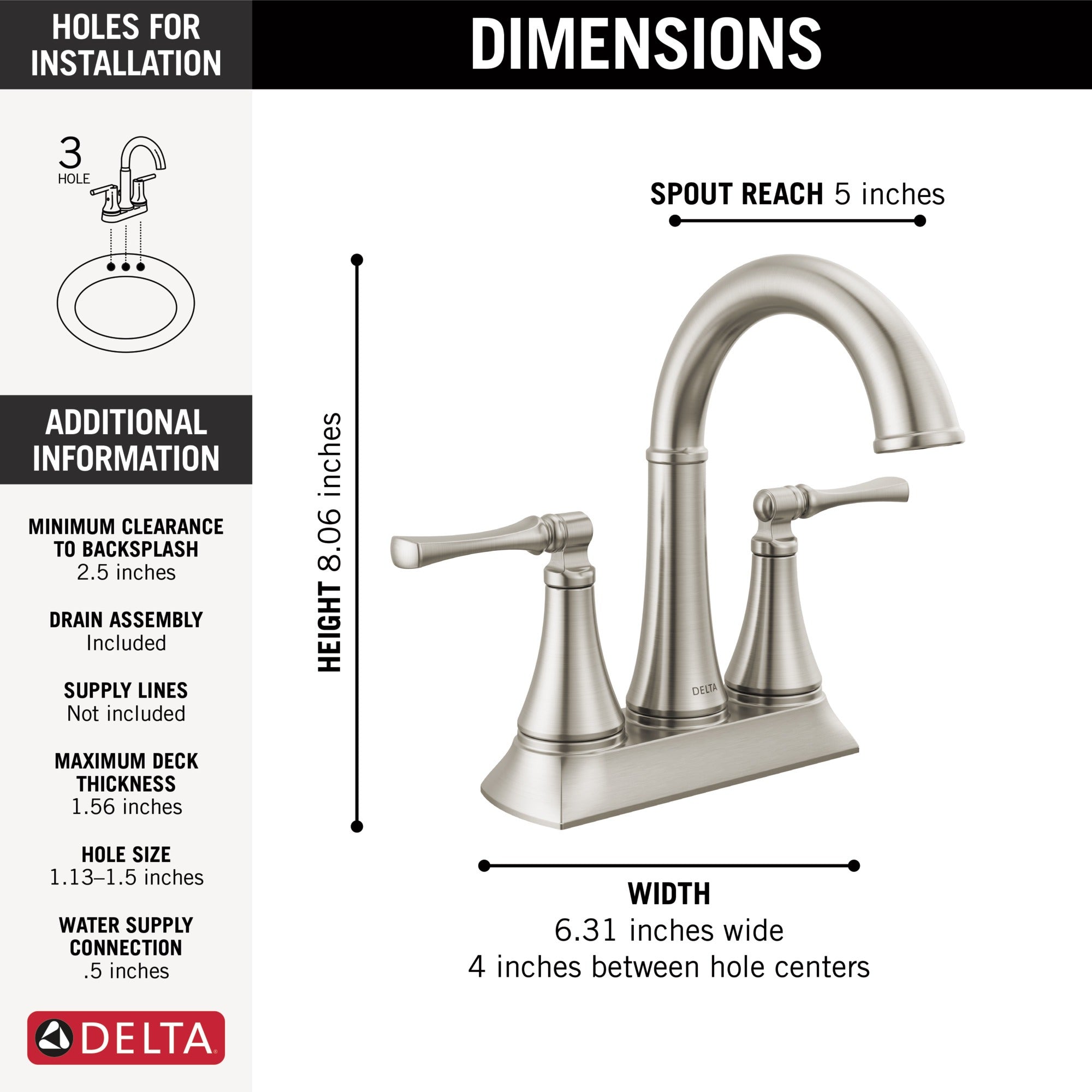 Delta Archdale™ Two Handle Centerset Bathroom Faucet