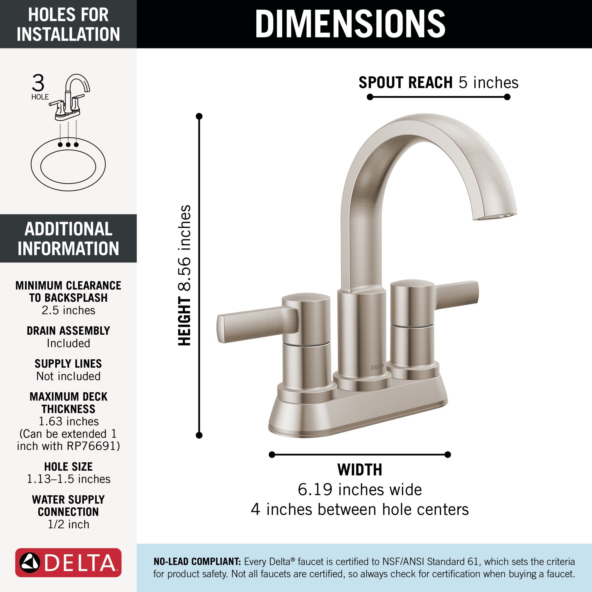 Delta Albion™ Two Handle Centerset Bathroom Faucet