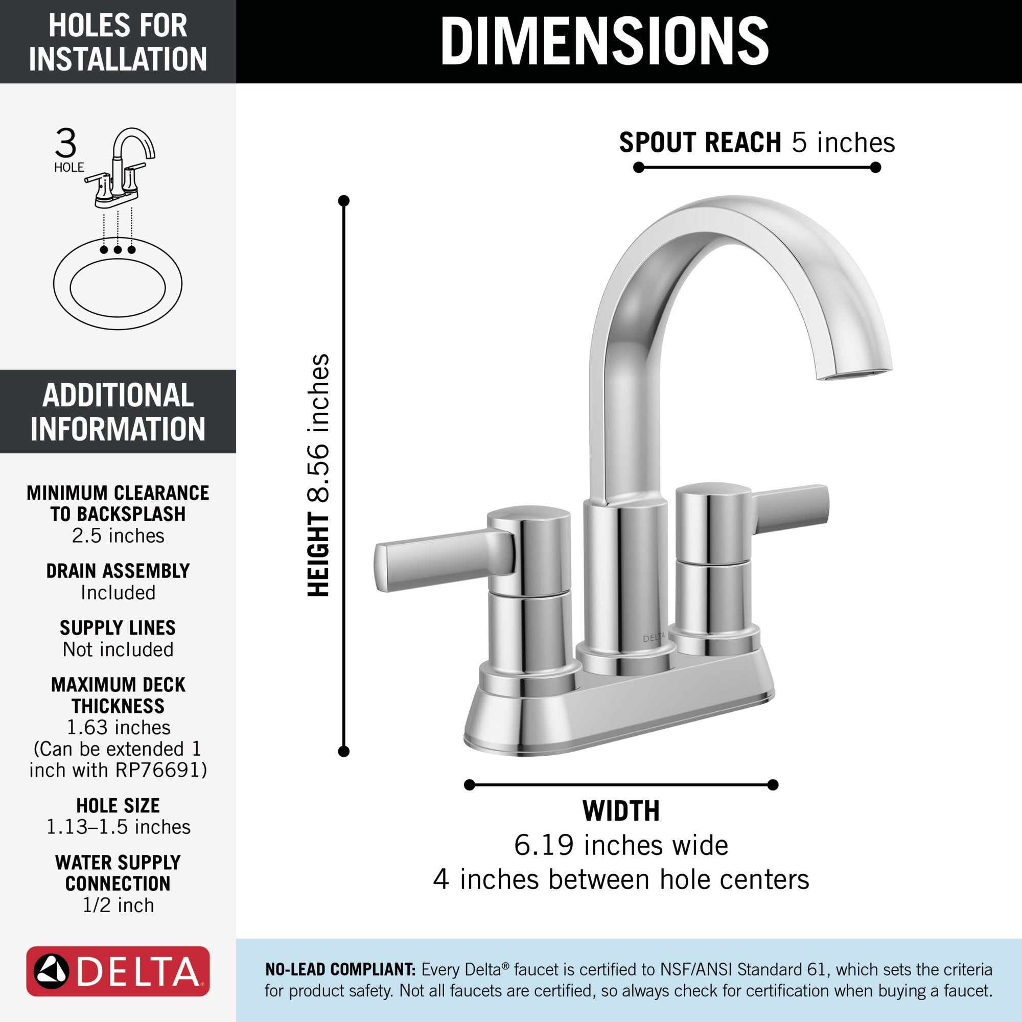 Delta Albion™ Two Handle Centerset Bathroom Faucet