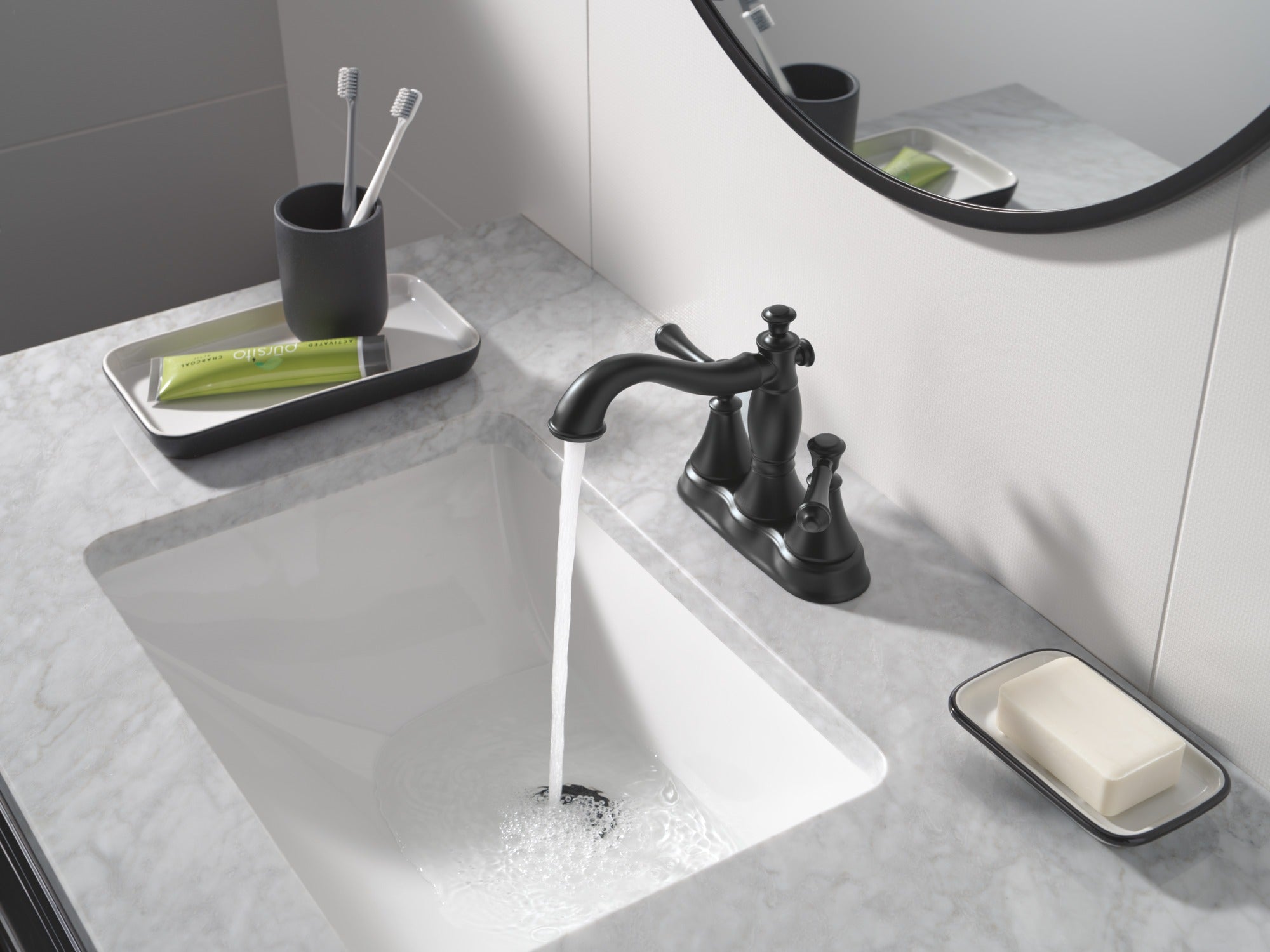 Delta Cassidy® Two Handle Centerset Bathroom Faucet