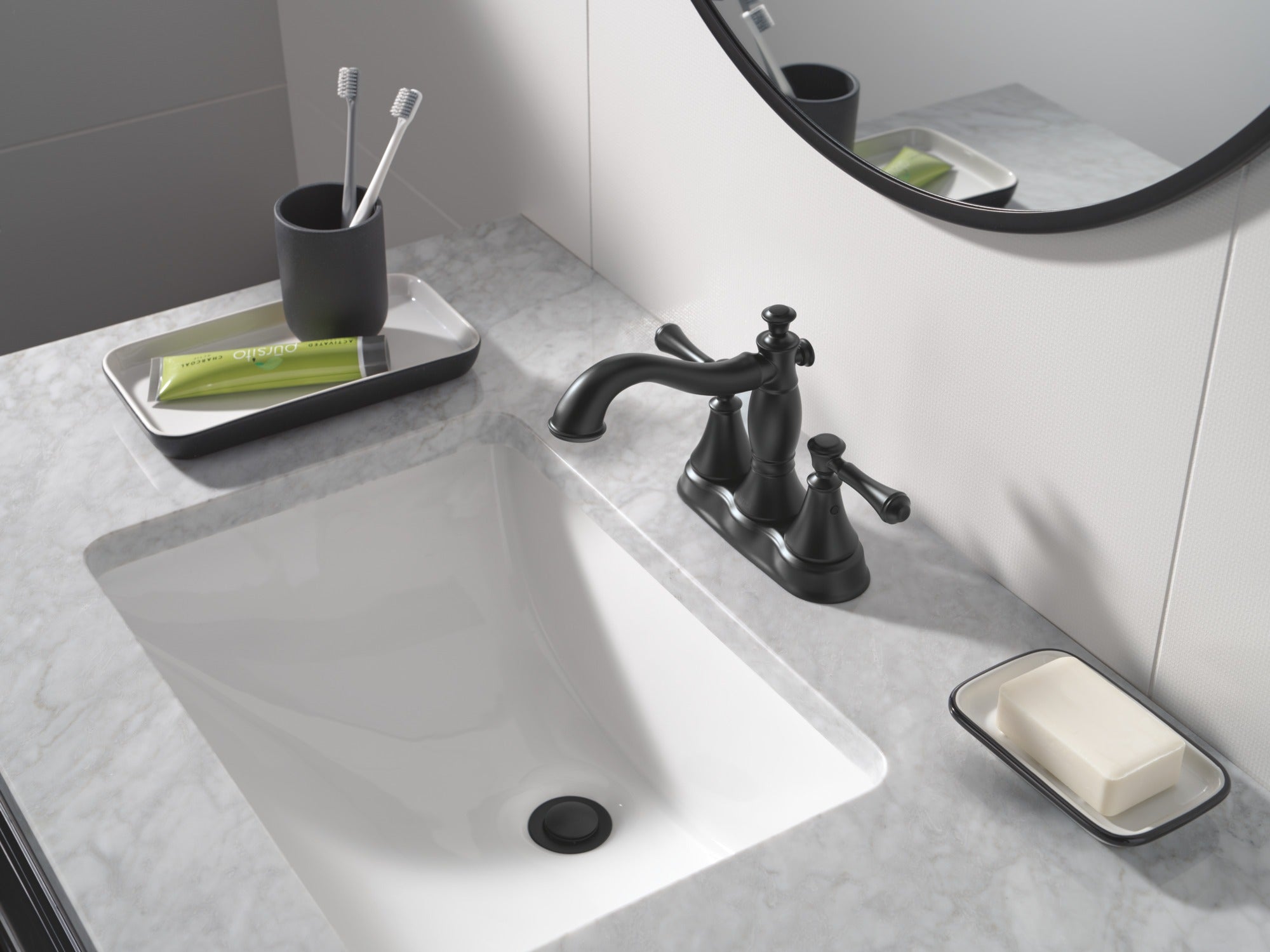 Delta Cassidy® Two Handle Centerset Bathroom Faucet