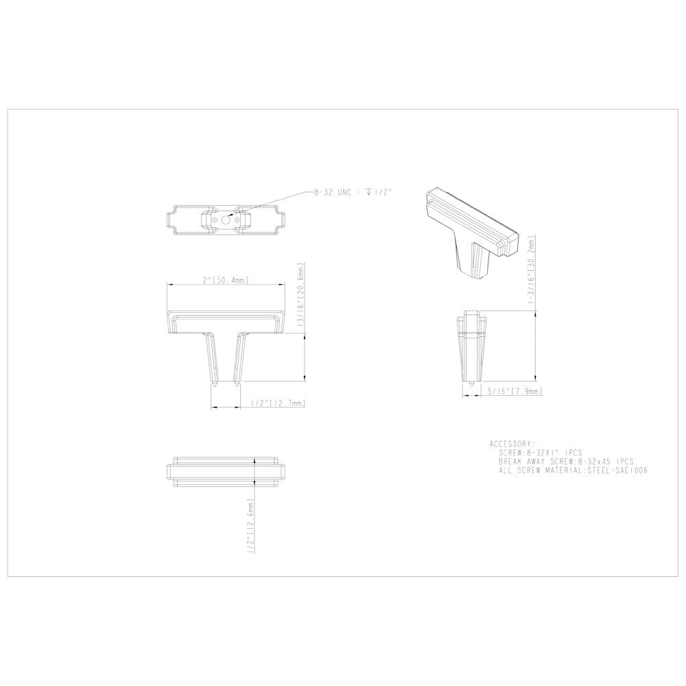 Hardware Resources 2" Polished Chrome Lexa Cabinet "T" Knob