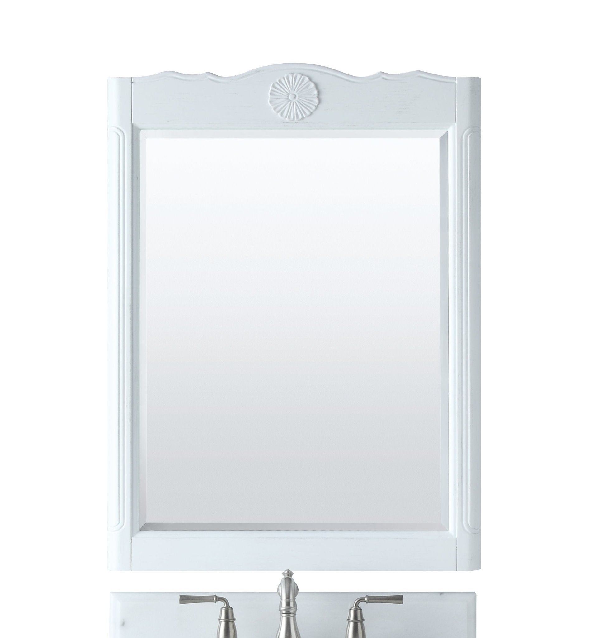 Chans Furniture 838AW 26 Inch Daleville Distressed White Cottage Style Small Bathroom Sink Vanity