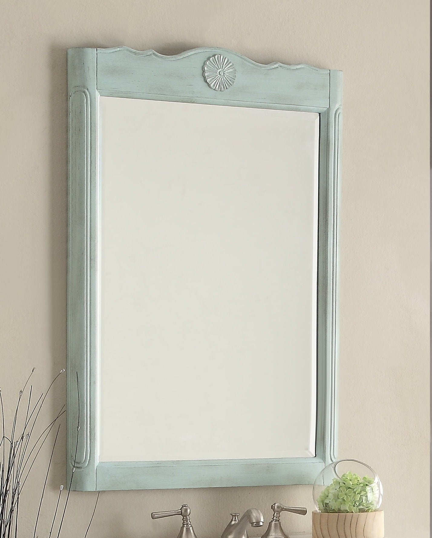 Chans Furniture 838LB 26 Inch Daleville Distressed Light Blue Cottage Style Small Bathroom Sink Vanity