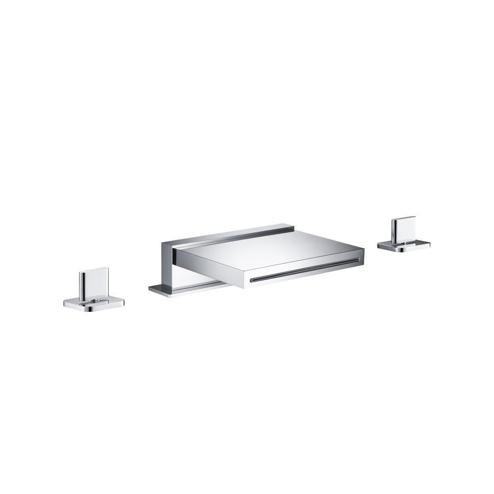 Flusso 260.2410CF 3 Hole Deck Mount Cascade/Sheet Flow Roman Tub Faucet