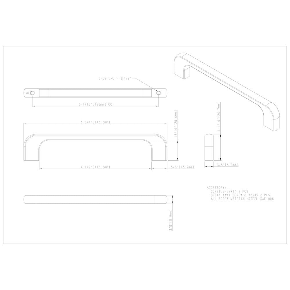 Hardware Resources 3" Center-to-Center Satin Nickel Alvar Cabinet Pull