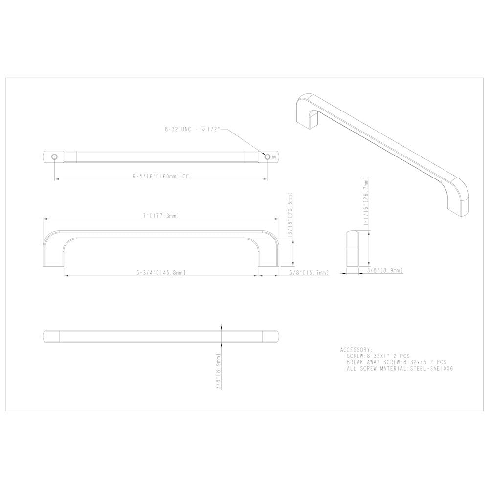 Hardware Resources 3" Center-to-Center Satin Nickel Alvar Cabinet Pull