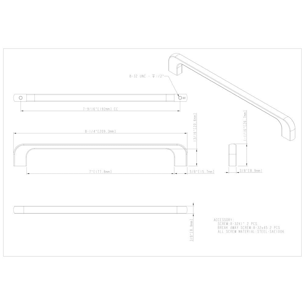Hardware Resources 3" Center-to-Center Satin Nickel Alvar Cabinet Pull