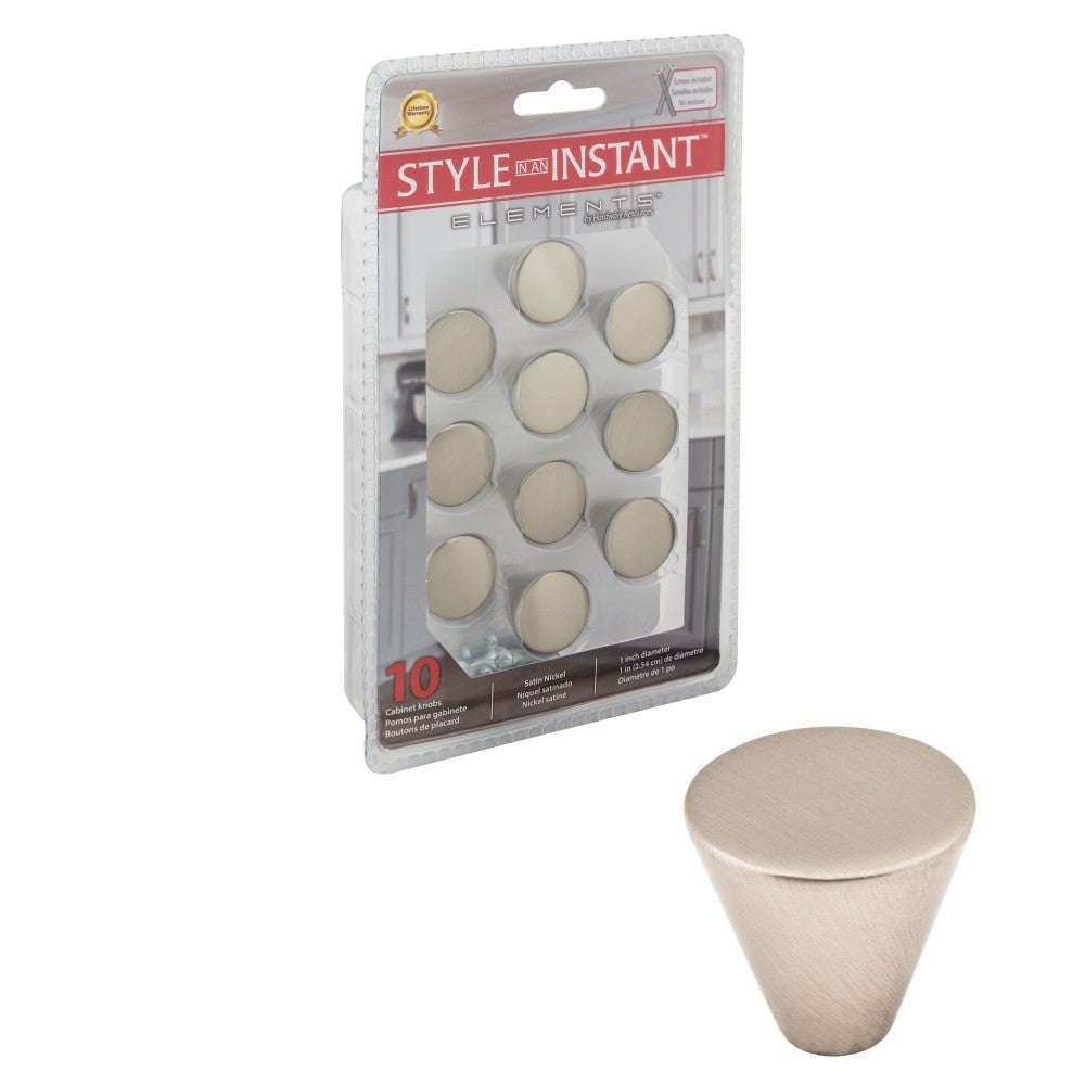 Hardware Resources 1" Diameter Satin Nickel Conical Sedona Cabinet Knob