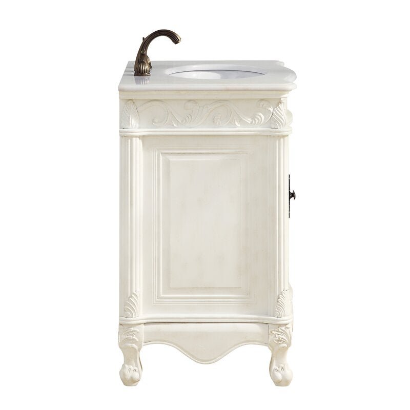 Chans Furniture BC-2917W-AW 27 Inch Classic Style Antiqued White Hayman Bathroom Sink Vanity