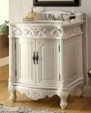 Chans Furniture BC-2917W-AW 27 Inch Classic Style Antiqued White Hayman Bathroom Sink Vanity