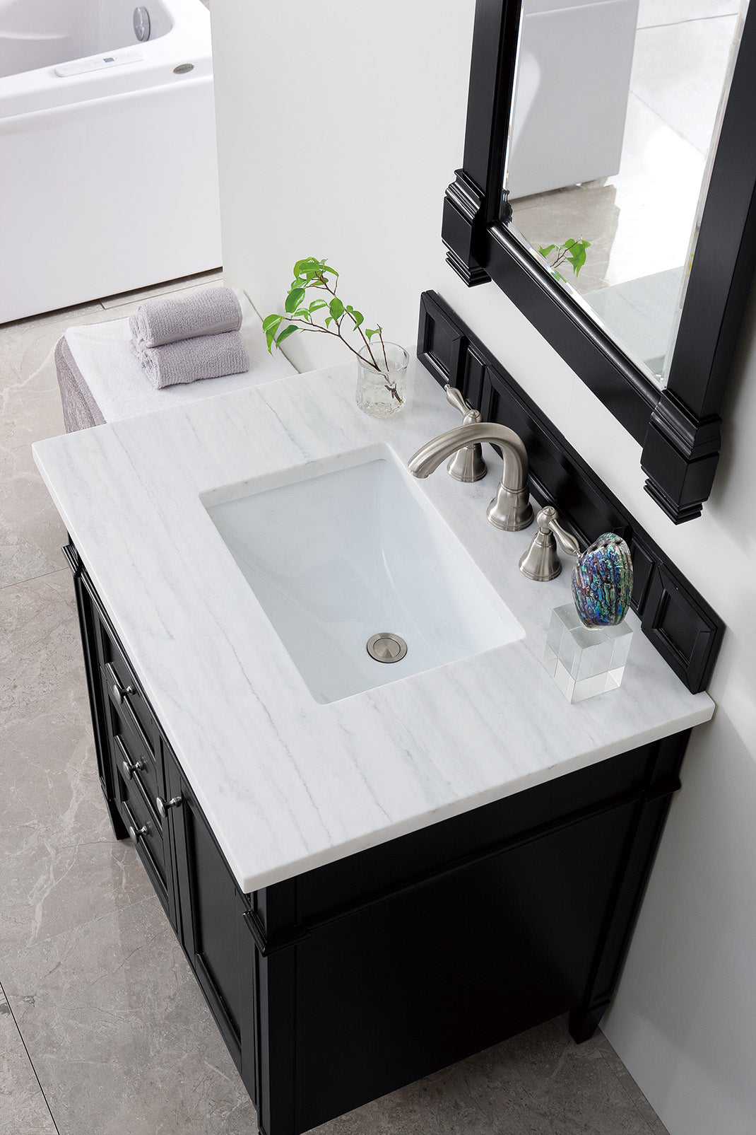 James Martin Brittany 30" Single Vanity in Black Onyx with 3cm Countertop