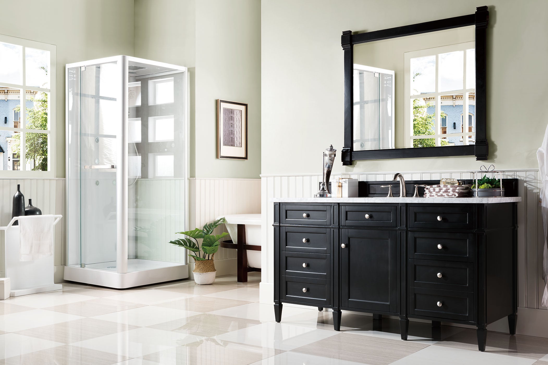 James Martin Brittany 60" Single Vanity in Black Onyx with 3cm Countertop