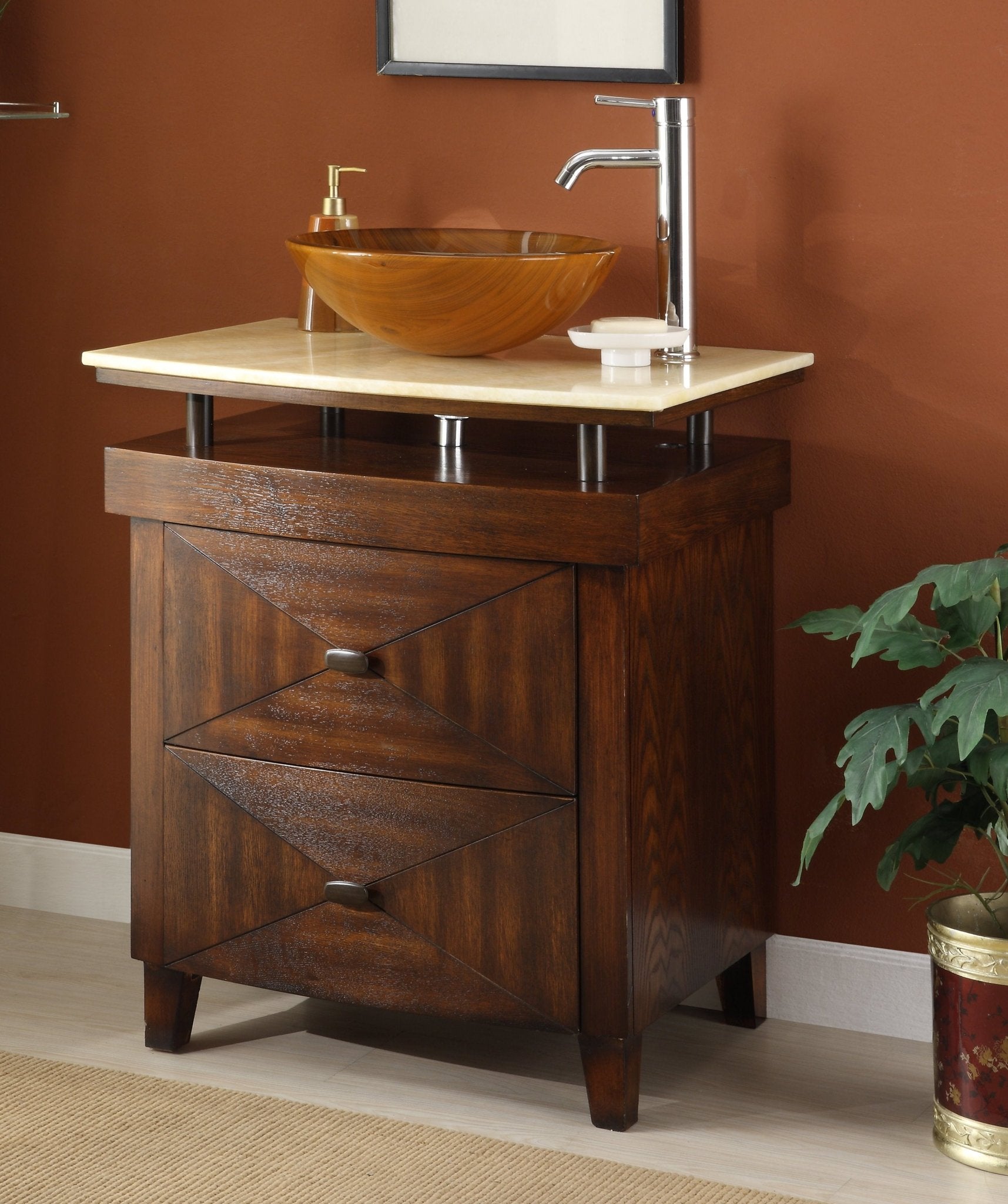 Chans Furniture SW-029 28" Benton Collection Onyx counter top Verdana Vessel Sink Bathroom Vanity