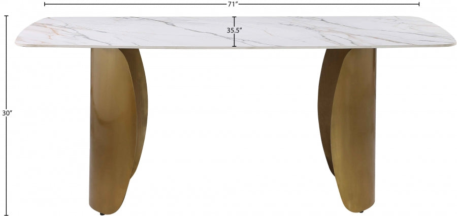 Niya 71" Sintered Stone Top And Steel Base Dining Table