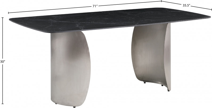 Niya 71" Sintered Stone Top And Steel Base Dining Table