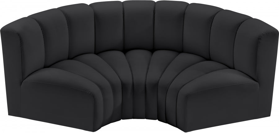 Arc 80" Vegan Leather Upholstered 3pc. Modular Sectional