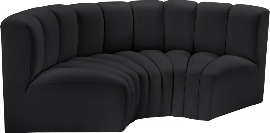 Arc 80" Vegan Leather Upholstered 3pc. Modular Sectional