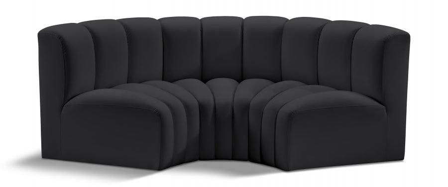 Arc 80" Vegan Leather Upholstered 3pc. Modular Sectional