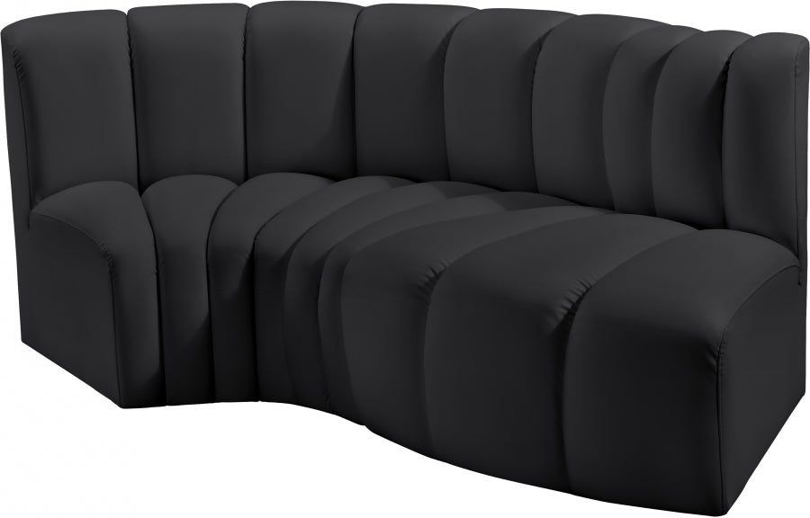 Arc 70" Vegan Leather Upholstered 3pc. Modular Sectional