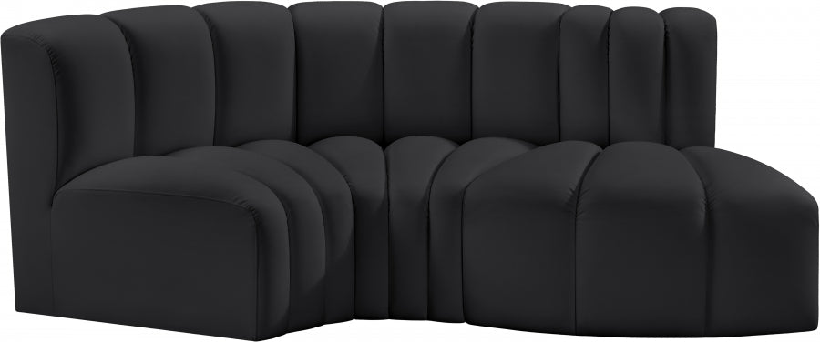 Arc 70" Vegan Leather Upholstered 3pc. Modular Sectional
