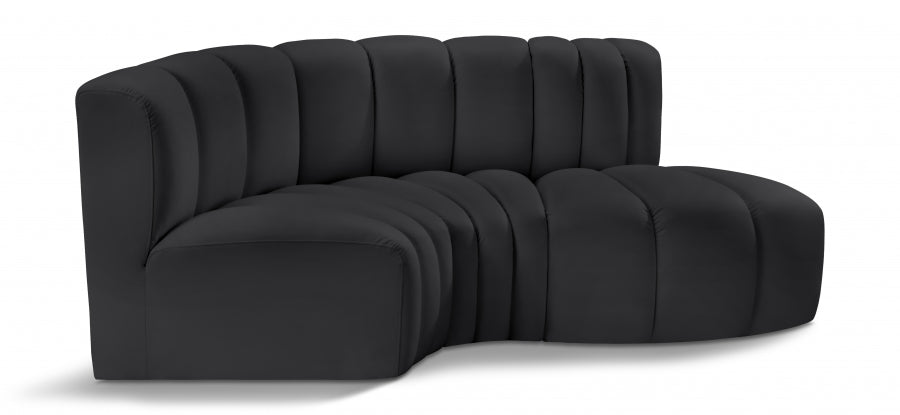 Arc 70" Vegan Leather Upholstered 3pc. Modular Sectional