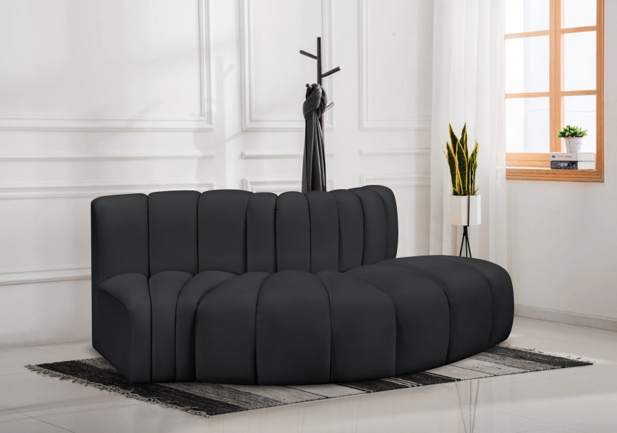 Arc 77" Vegan Leather Upholstered 3pc. Modular Sectional