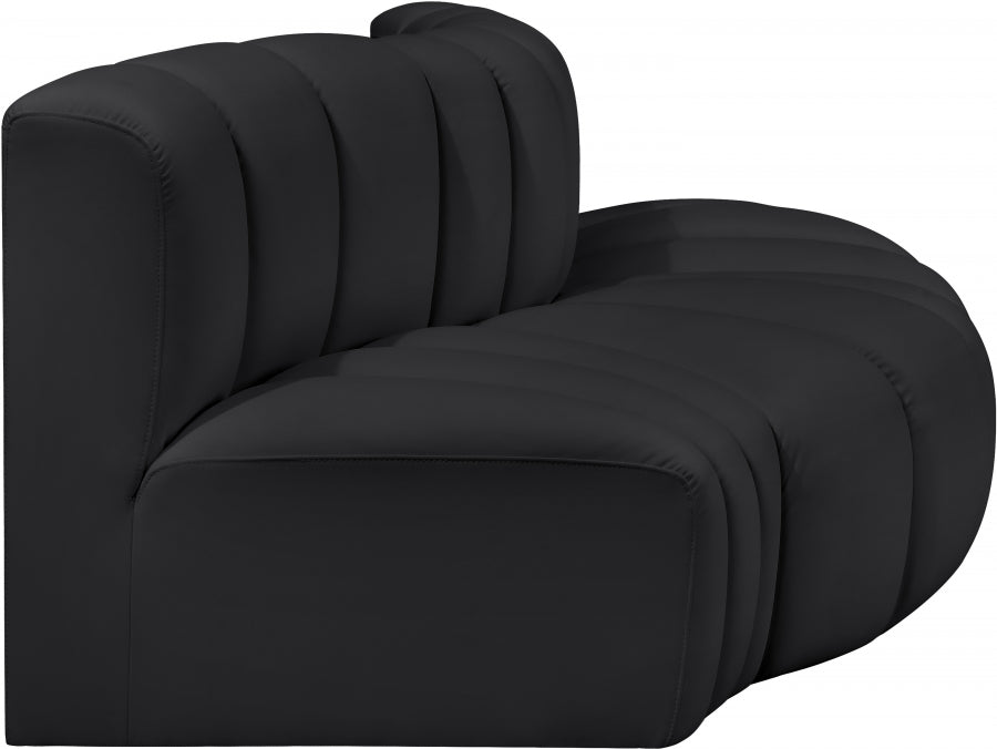 Arc 77" Vegan Leather Upholstered 3pc. Modular Sectional