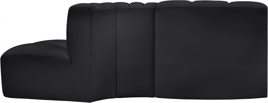 Arc 77" Vegan Leather Upholstered 3pc. Modular Sectional