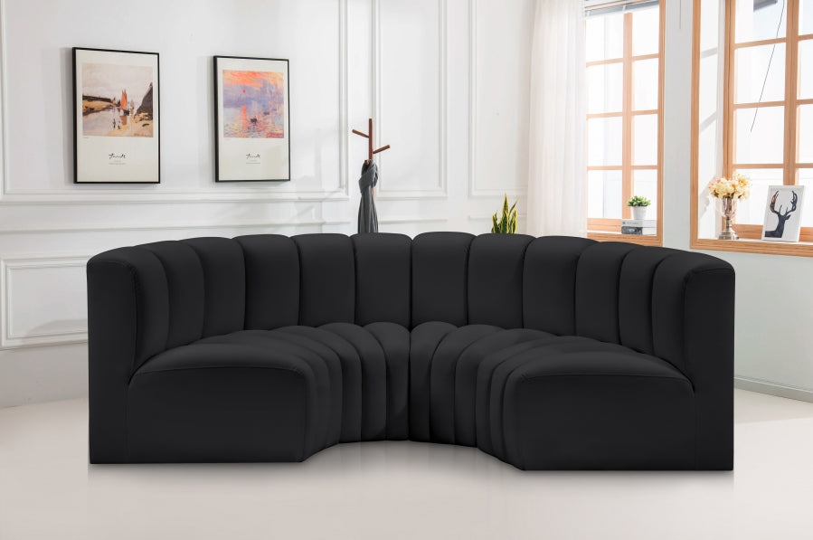 Arc 88" Vegan Leather Upholstered 4pc. Modular Sectional