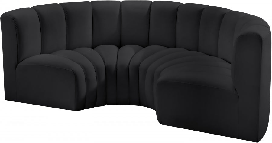 Arc 88" Vegan Leather Upholstered 4pc. Modular Sectional