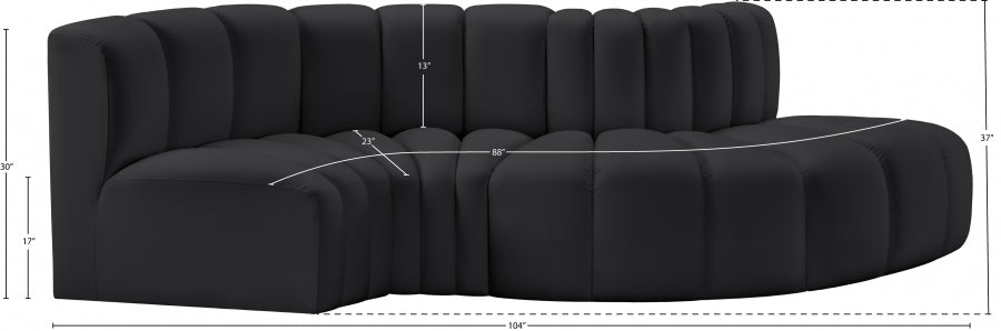 Arc 104" Vegan Leather Upholstered 4pc. Modular Sectional