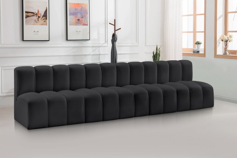 Arc 119" Vegan Leather Upholstered 4pc. Modular Sectional
